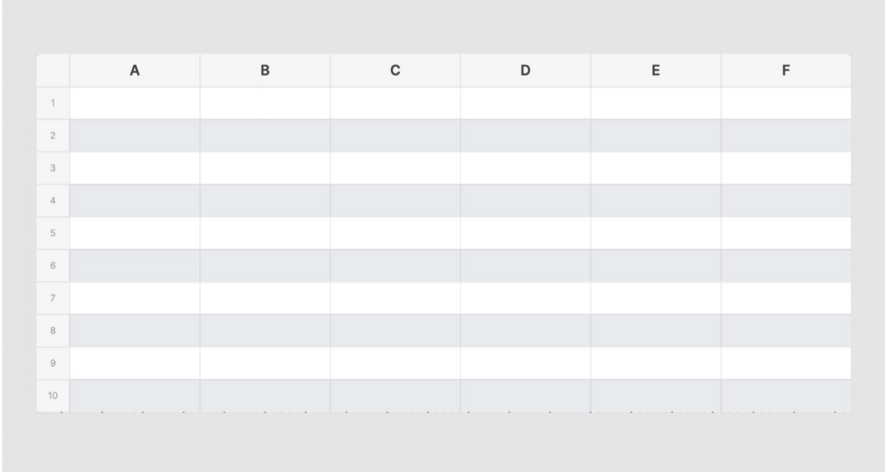 Table with alternating rows in gray