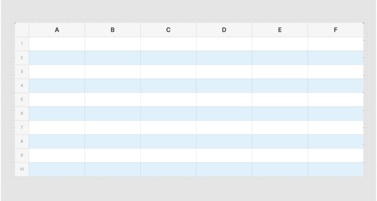 Table with alternating rows in blue